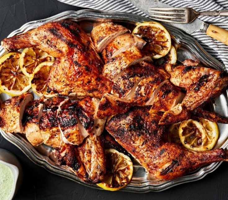 spatchcock chicken on a gas grill